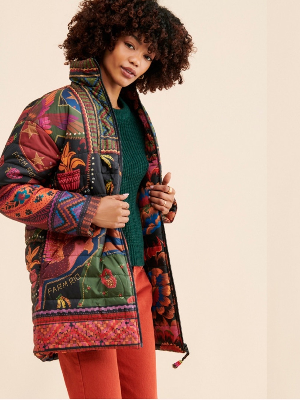 FARM Rio Multicolor Quilted Printed Puffer Jacket - Picture 2 of 13